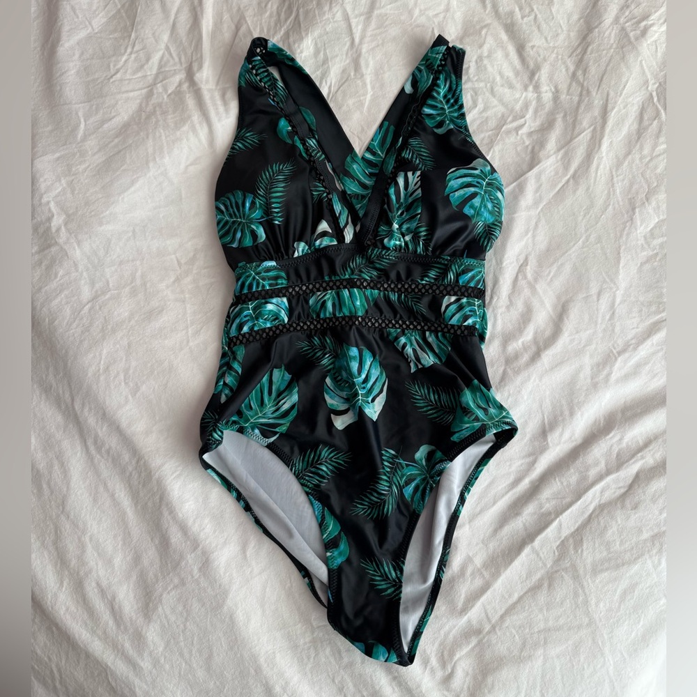 Monstera print one piece swimsuit